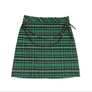 ZARA Green Plaid Skirt w/ Chain